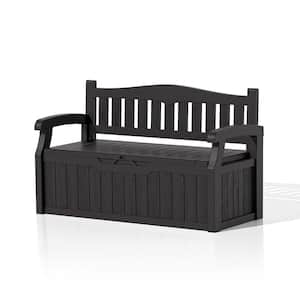 70 Gal. Outdoor Storage Resin Deck Box, Waterproof Patio Storage Bench in Black