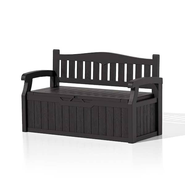 Patiowell 70 Gal. Outdoor Storage Resin Deck Box, Waterproof Patio Storage Bench in Black