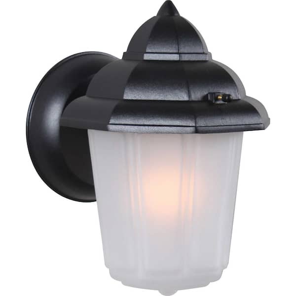 Volume Lighting Black Hardwired Outdoor Coach Light Sconce with Frosted Glass Shade