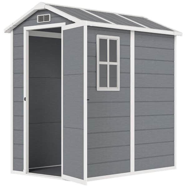 5.5 ft. x 4.4 ft. Gray Aluminum Shed, Patio Storage Shed with Single Door and Window for Garden, Backyard