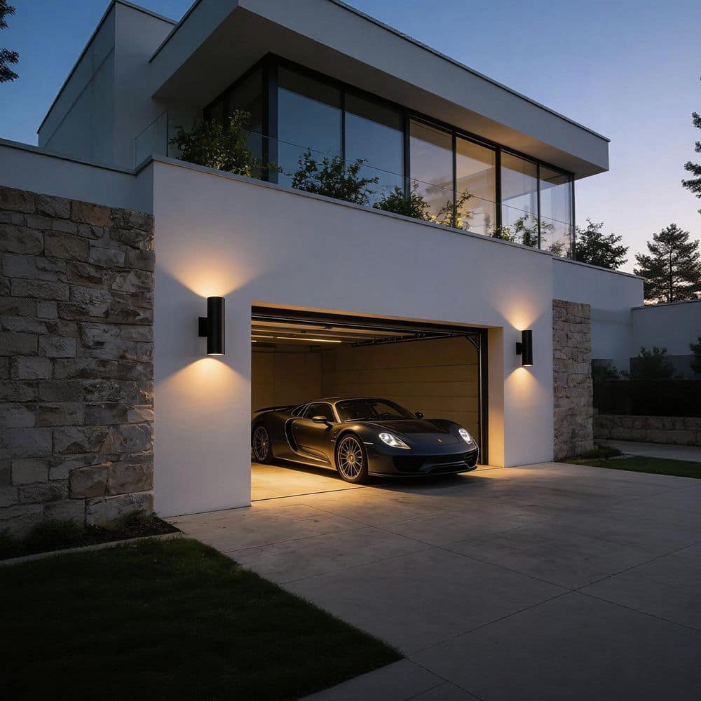 Briignite 2-Pack Modern Black Metal Outdoor Wall Light, Up and