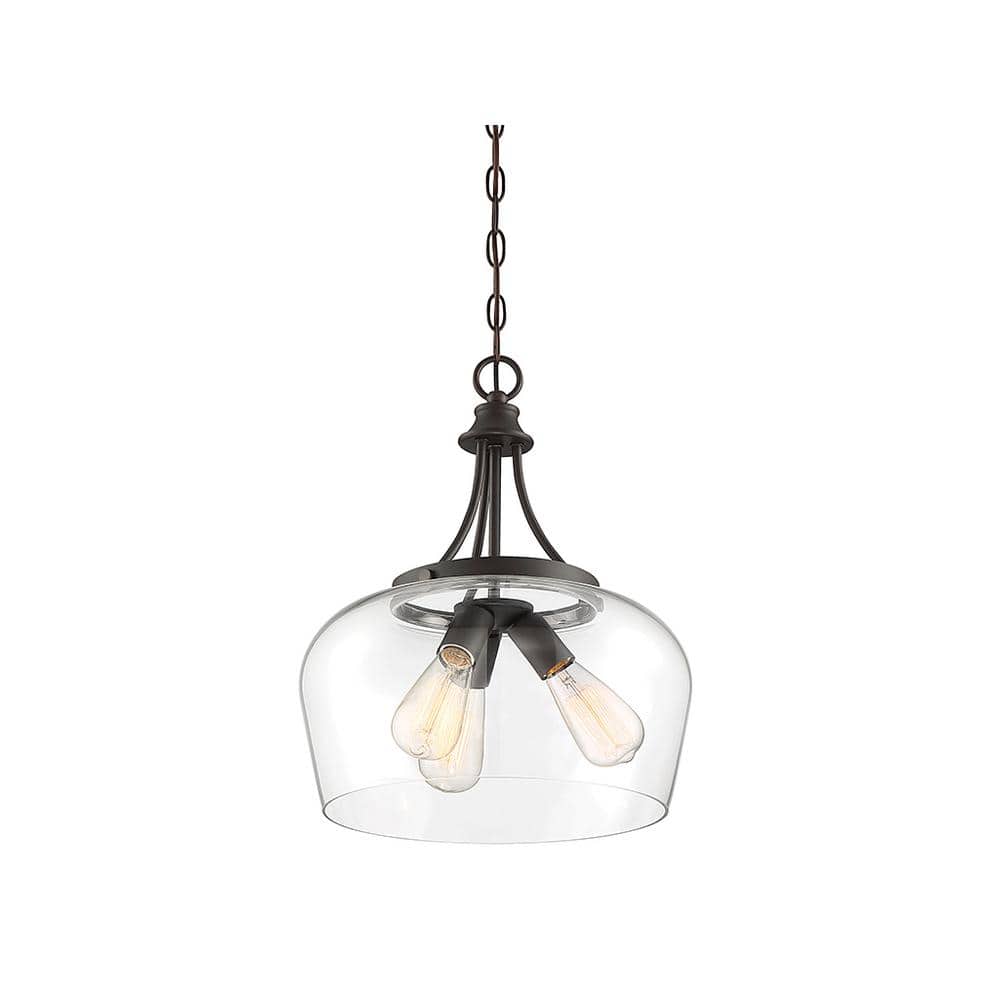 English Bronze Glass Transitional Pendant Light