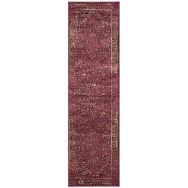 Vintage Raspberry 2 ft. x 8 ft. Border Runner Rug