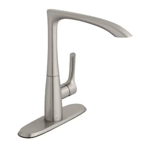 Menlo Contemporary Single-Handle High-Arc Standard Kitchen Faucet in Stainless Steel