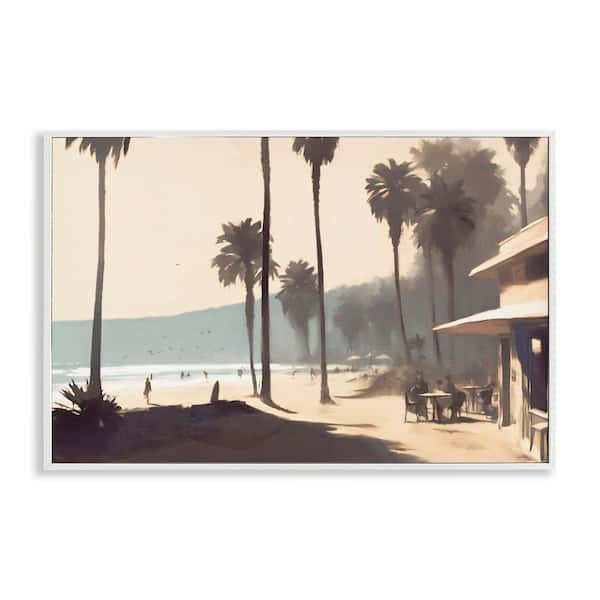 Stupell Industries Pink Canopy Beach Scene by Noah Bay White Framed Nature Giclee Art Print 12 in. x 18 in.