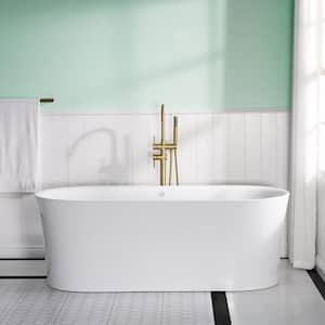 67 in. W. x 31.5 in. Soaking Bathtub with Center Drain, Air bubble Massage and Romantic LED Lighting in White