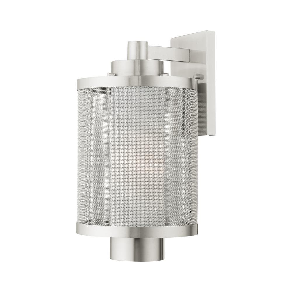 Roycroft 17 in. 1-Light Brushed Nickel Outdoor Hardwired Wall Lantern Sconce with No Bulbs Included price history on PriceWatchPro