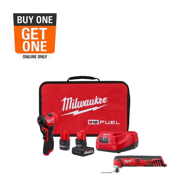 Milwaukee M12 FUEL 12V Lithium-Ion Brushless Cordless 1/4 in. Right Angle Die Grinder with M12 Cordless Oscillating Multi-Tool