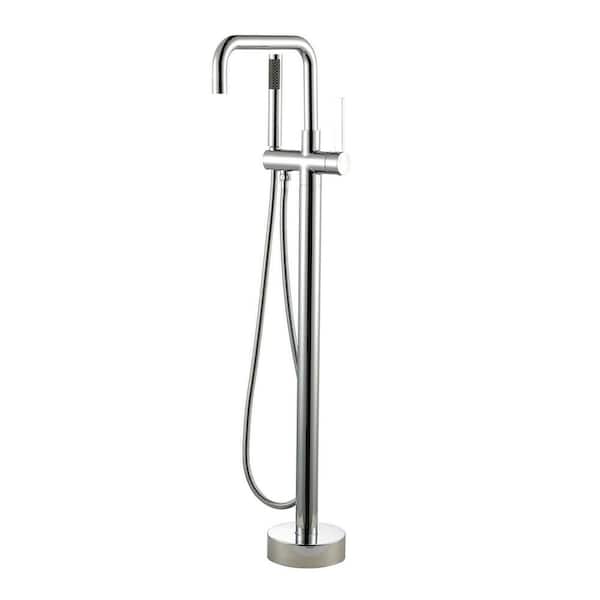 Brass Single-Handle Claw Foot Freestanding Tub Faucet with Tub Spout and Hand Shower in. Polished Chrome