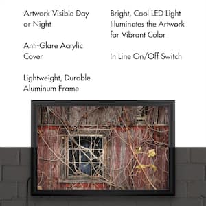 "Old Barn Window" by Lois Bryan Framed with LED Light Landscape Wall Art 16 in. x 24 in.