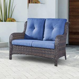 Pocassy 2-Seat Wicker Outdoor Loveseat Sofa Patio with CushionGuard ...