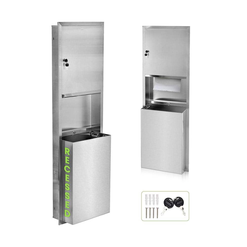 12 Gal. 56 in. In-Wall Recessed Commercial Paper Towel Dispenser with Waste