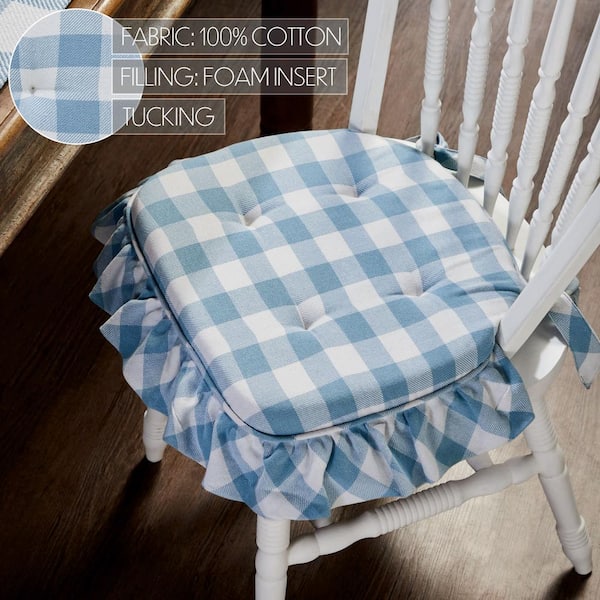 Dining Chair Covers Navy Buffalo Check Chair VHC BRANDS Annie Dusk