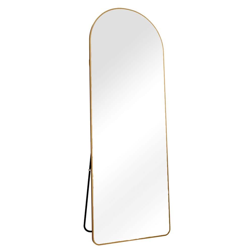 23 in. W x 65 in. H Arch Metal Framed Gold Decorative Floor Mirror