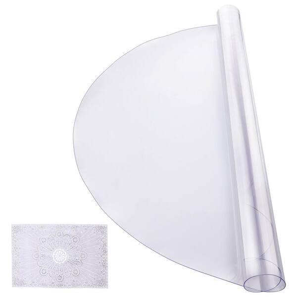Plastic Table Cover, 48 x 48 In. 2.0 mm Thick Clear Table Protector, Round PVC Desk Mat, Waterproof Solid