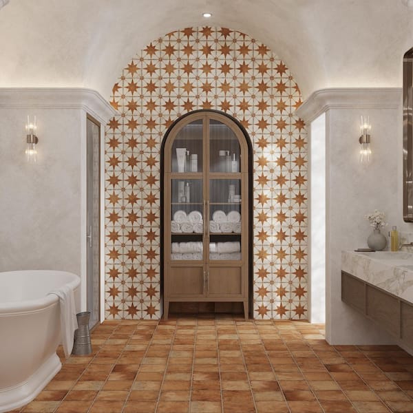 Faenza 8 in. x 8 in. Matte Terracotta Porcelain Square Tile (6.46 sq ft/case)-15 Pack