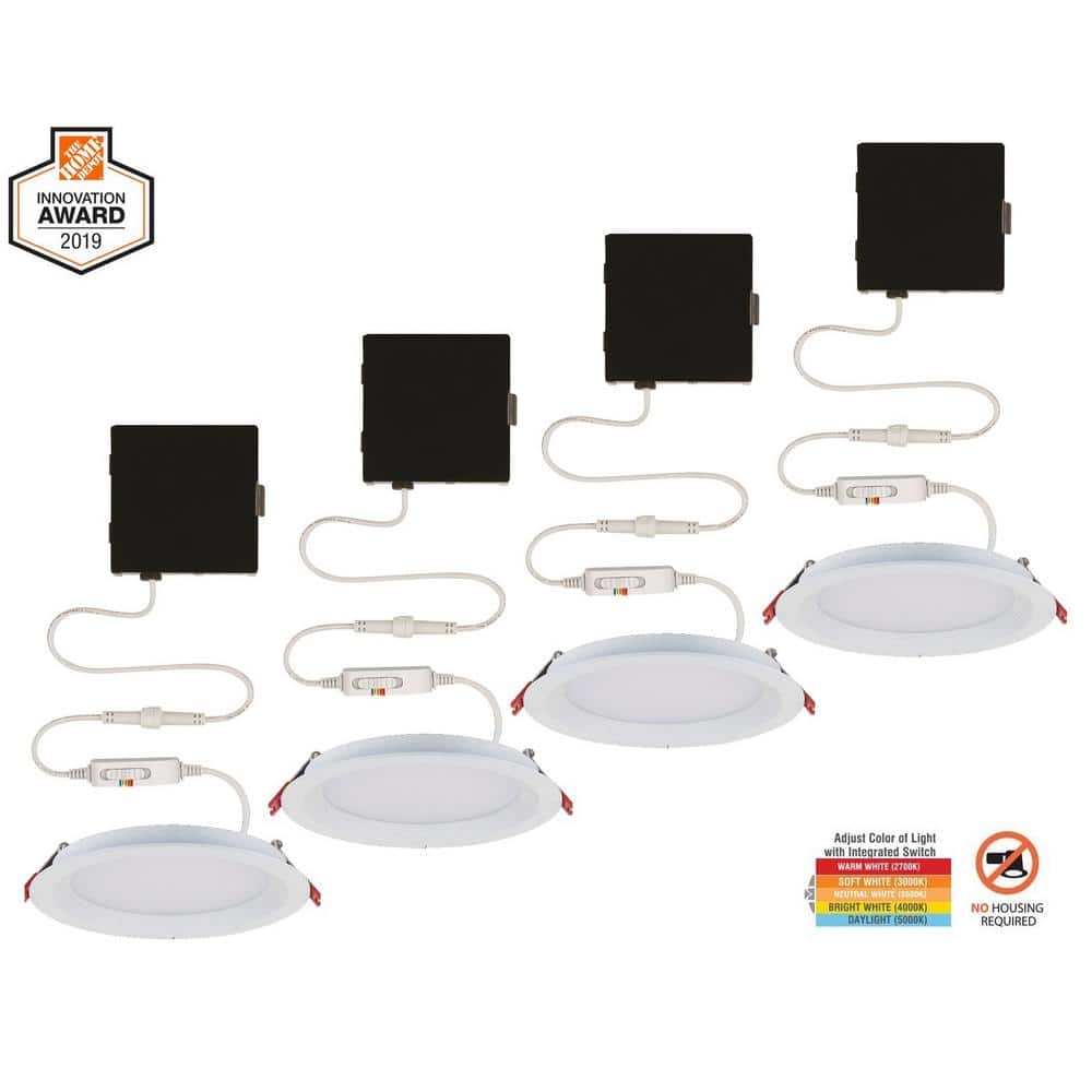 Slim Baffle Integrated LED 4 in Round Adj Color Temp Canless Recessed Light