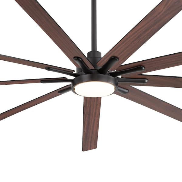 Archer 84 in. Integrated LED Black Windmill Ceiling Fan with Light, Downrod, Black Blade and Remote Included