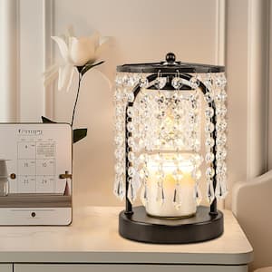 12 in. Black Crystal Candle Warmer Lamp with Timer, Adjustable Height, Electric Heater for Large Jar Candles(with Bulbs)