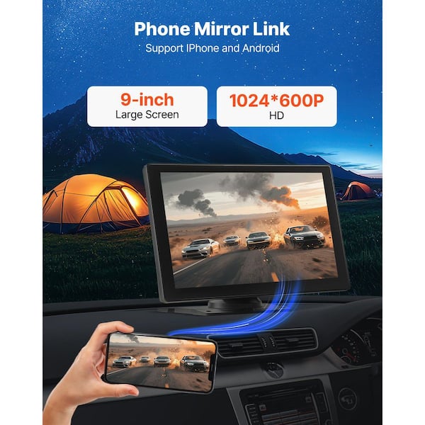 SVOPES Wireless Car Stereo, 9-in. HD Portable Screen Compatible