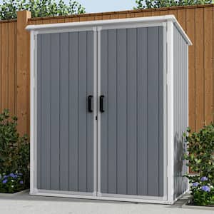 5 ft. W x 3 ft. D Outdoor Gray Resin Storage Plastic Shed with Shelf Supports and Floor (13 sq. ft.)