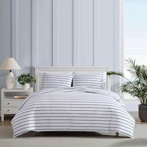 Brenton Stripe 2-Piece Navy Blue Cotton Twin Duvet Cover Set