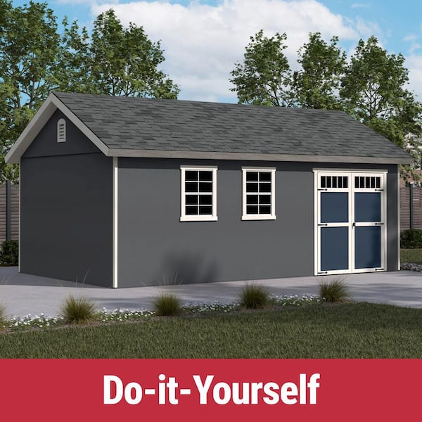 DIY Beachwood 20 ft. x 12 ft Wooden Outdoor Storage Garden Shed with Floor Windows, and Double Door (240 sq. ft. )