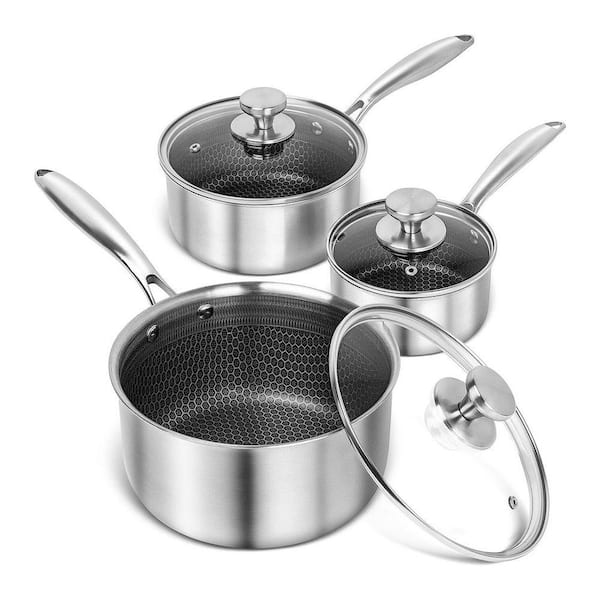1 qt. 2 qt. and 3 qt. Triple Ply Stainless Steel Sauce Pan Set