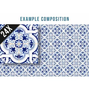 Multi Colored Blue Mia 4 in. x 4 in. Vinyl Peel and Stick Removable Tile Stickers (2.64 sq. ft./Pack)