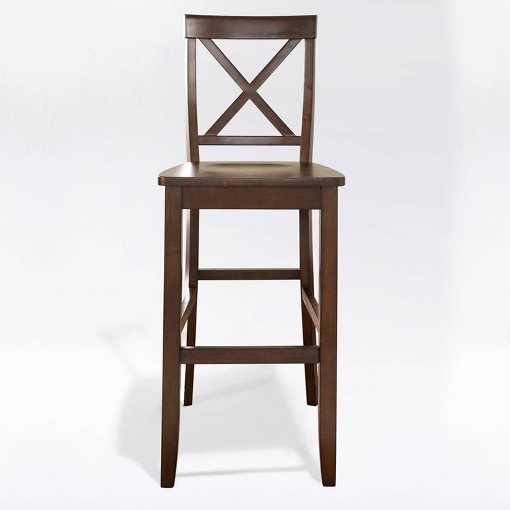 Set of 2 30-inch Mahogany X-Back Bar Stools