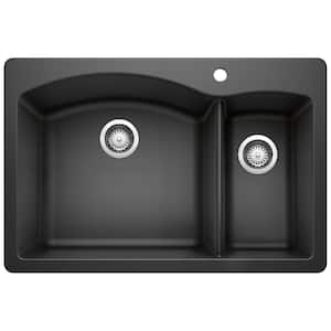 DIAMOND 33 in. Drop-In/Undermount Double Bowl Anthracite Granite Composite Kitchen Sink