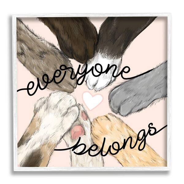Stupell Industries Everyone Belongs Inclusivity Phrase Pet By Daphne Polselli Framed Print Typography Texturized Art 24 in. x 24 in.
