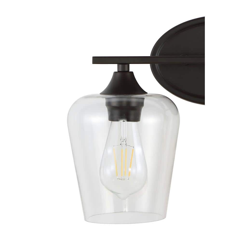 Jayne 16" Oil-Rubbed Bronze and Clear Glass Vanity Light