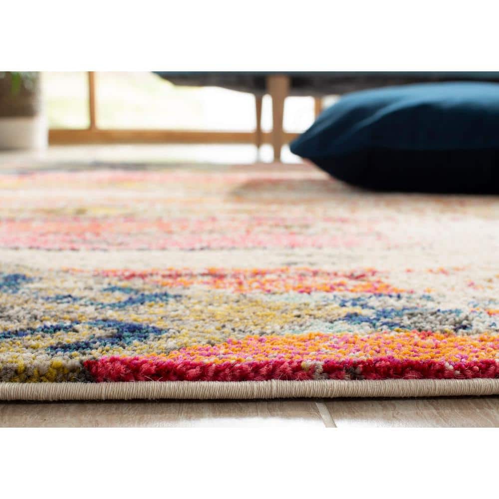 Monaco Light Grey and Multicolor Synthetic 12' x 18' Area Rug