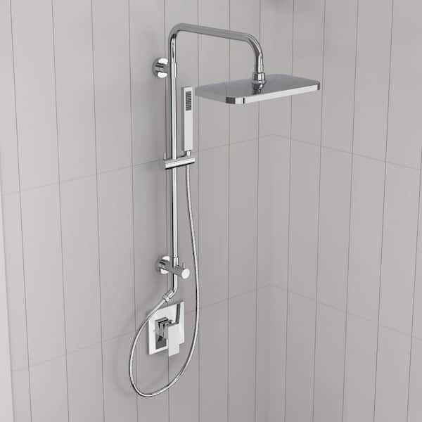Adjustable Height Single Handle 2-Spray Tub and Shower Faucet 2.5 GPM with 2 Modes Showerhead in. Chrome Valve Included