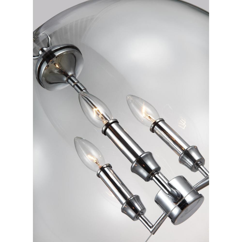 Modern Classic Chrome 3-Light Globe Pendant with Clear Glass