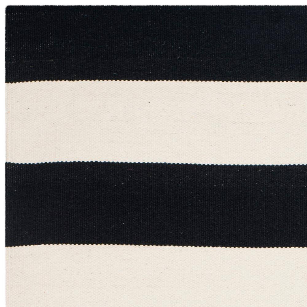 Coastal Charm Black/Ivory Cotton Stripe 3' x 5' Area Rug