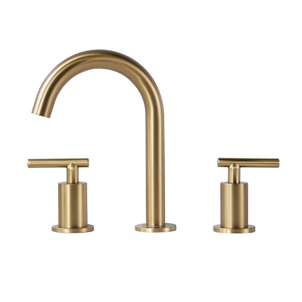 8 in. Widespread 2 Handle Bathroom Faucet with Pop-Up Drain 3-Hole Vanity Sink Faucet Spout in Brushed Gold price history on PriceWatchPro