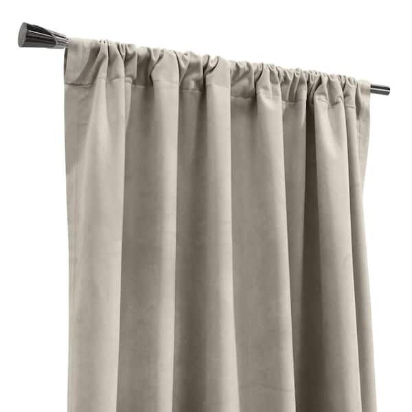 THERMALOGIC Seren Oyster Polyester Velvet 50 in. W x 84 in. L Dual Header Indoor Room Darkening Curtain (Single Panel)