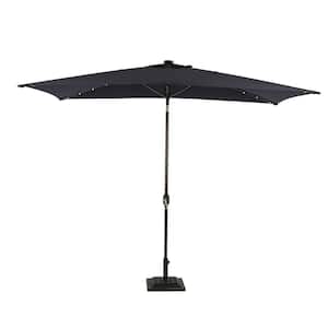 6.5 ft. x 10 ft. Rectangular Steel Solar Patio Umbrella in Black