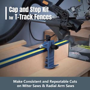 Miter Saw Fence, Includes T Track Stop Kit, Tape Measures and T Track Fence Cap, T Track Accessories