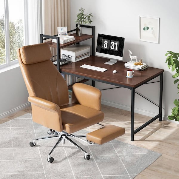 Glitzhome Mid-Century Modern Faux Leather Gaslift Adjustable