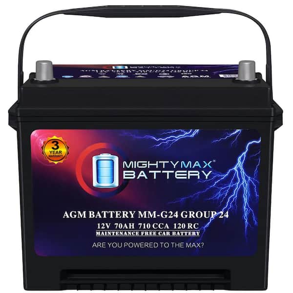 MM-G24 Start and Stop Car BCI Group Size 24 12-Volt 70Ah, 120RC, 710 CCA Rechargeable AGM Car battery