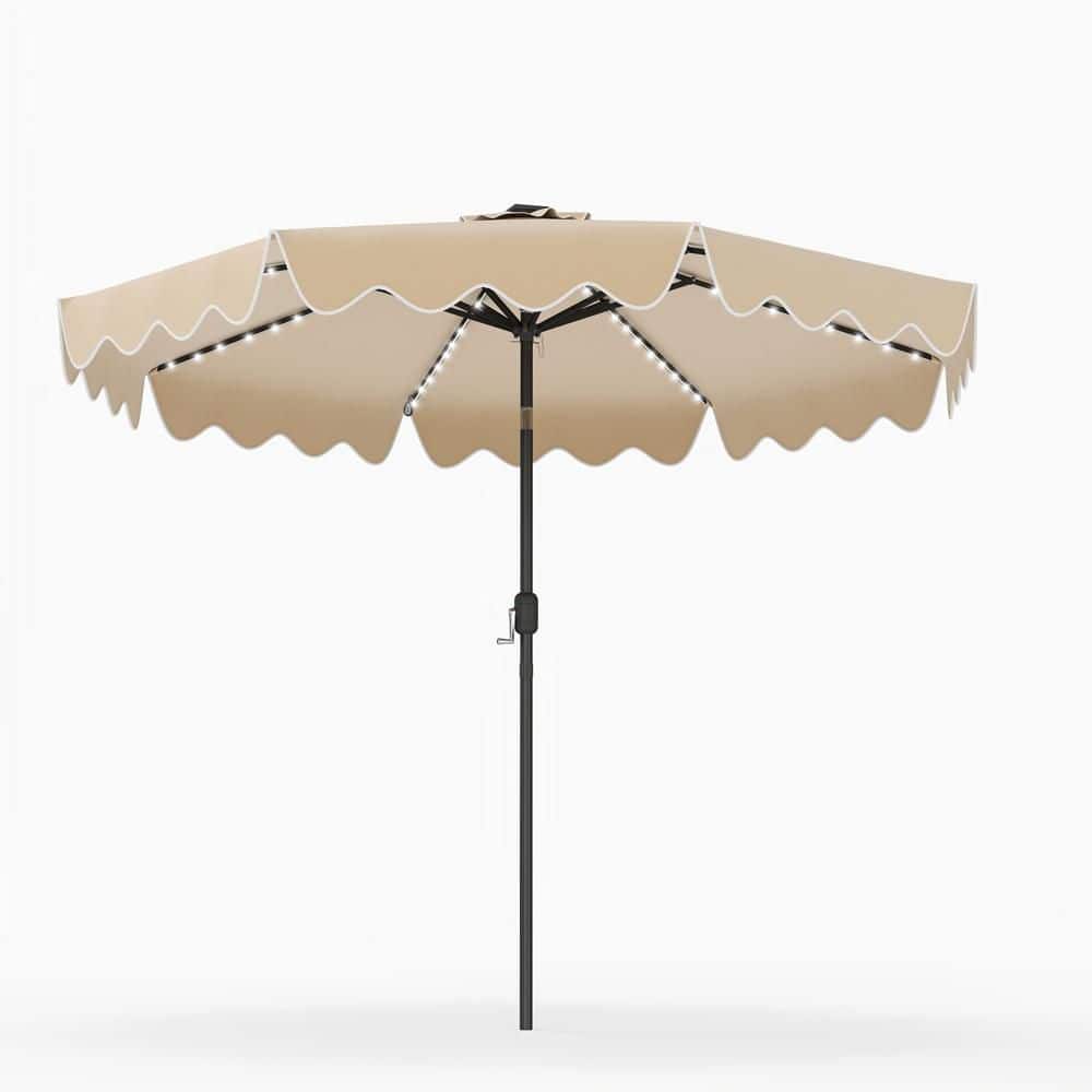 10 FT Solar Outdoor Market Table Patio Umbrella with 112 Color-Changing Flowing LED Lights in Beige price history on PriceWatchPro