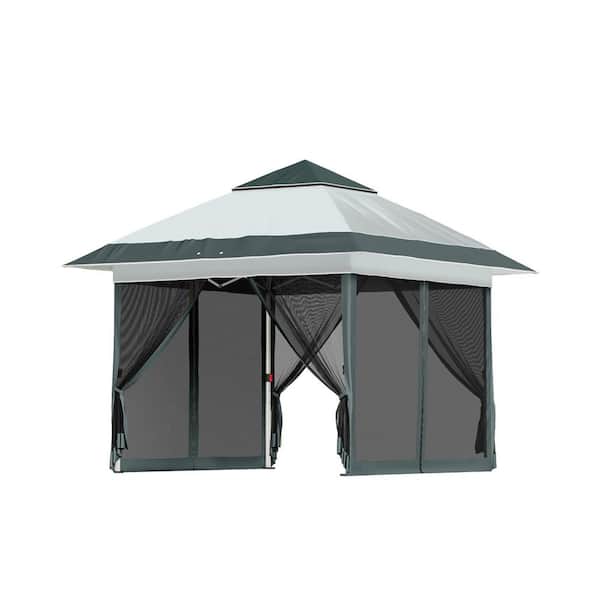 10 ft. x 10 ft. Patio Gazebo Sun Shade Canopy Tent with 4 Sandbags, Gray