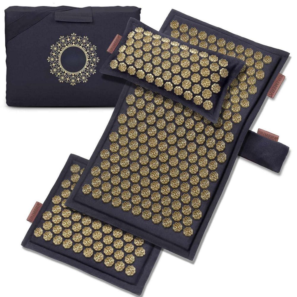 Golden Black Acupressure Mat and Pillow Set with Natural Linen and Coconut Fiber, 5-Piece XL Set for Pain Relief price history on PriceWatchPro