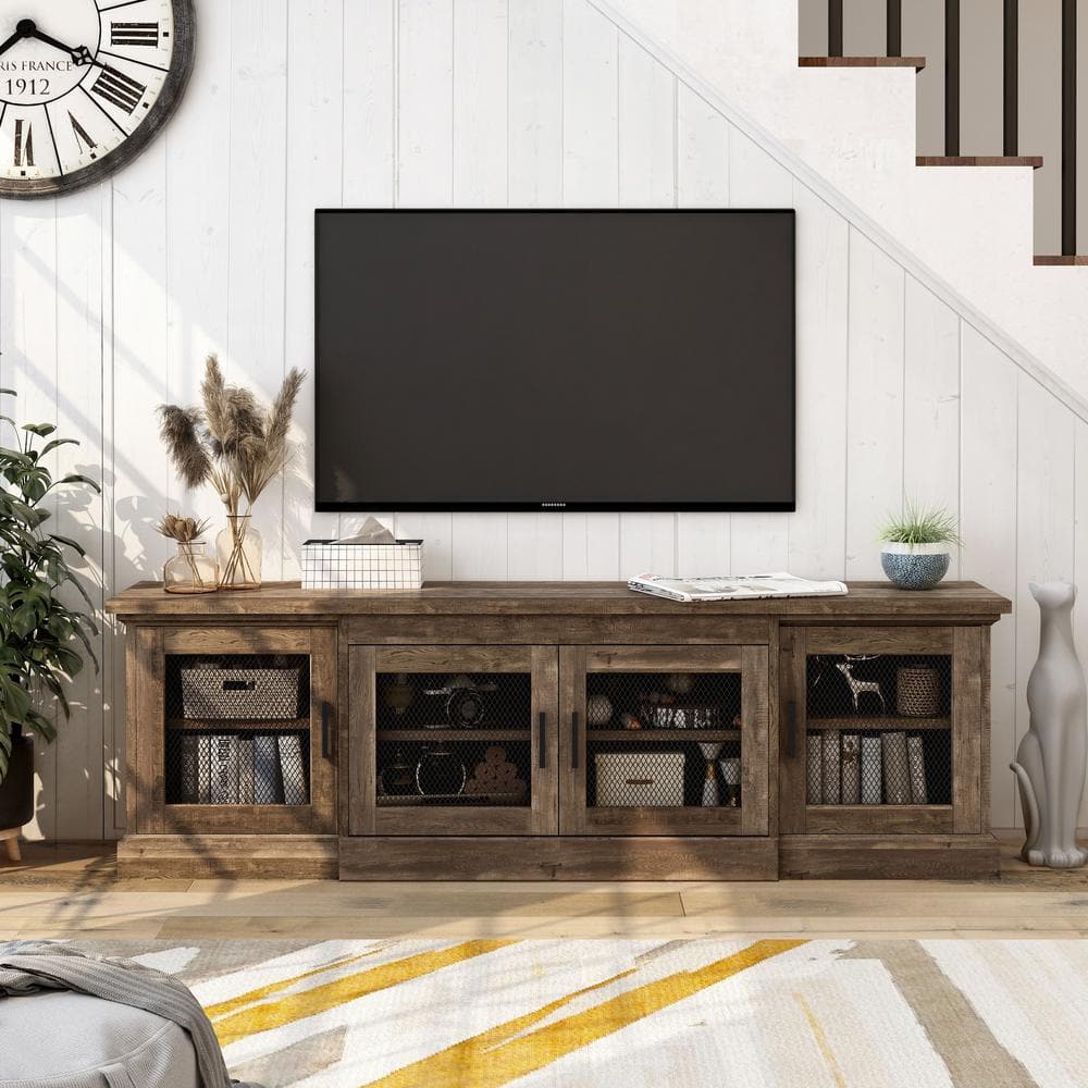 Furniture of America Ziv 69 in. Reclaimed Oak Particle Board