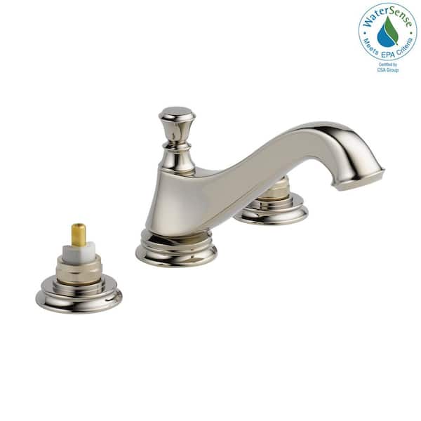 Delta Cassidy 8 in. Widespread 2-Handle Bathroom Faucet with Metal Drain Assembly in Polished Nickel (Handles Not Included)