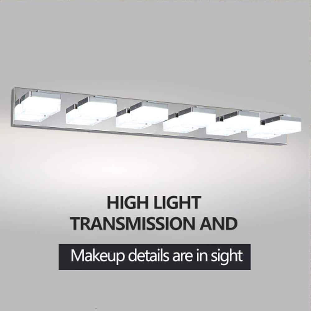 Sunpez 38.2 in. 6-Lights Chrome Bathroom Light Fixtures Over Mirror LED ...