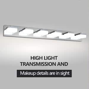 38.2 in. 6-Lights Chrome Bathroom Light Fixtures Over Mirror LED Vanity Mirror Light for Bathroom and Makeup Table